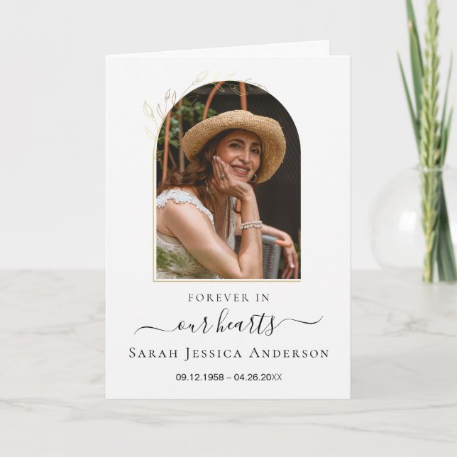 Service Funeral Obituary with Photo Thank You Card (Front)