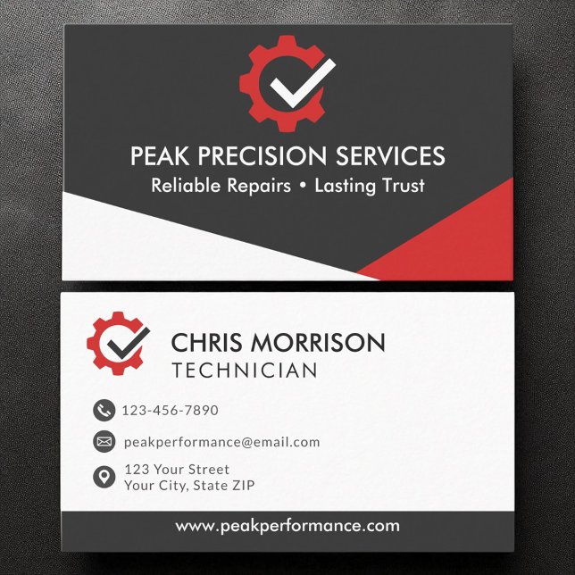 Service Repair Mechanic Professional Modern Logo  Business Card (Creator Uploaded)