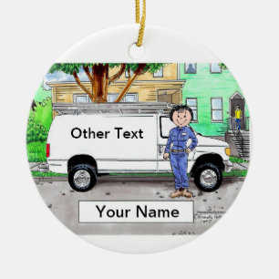 Service Van, White - Female Ceramic Tree Decoration