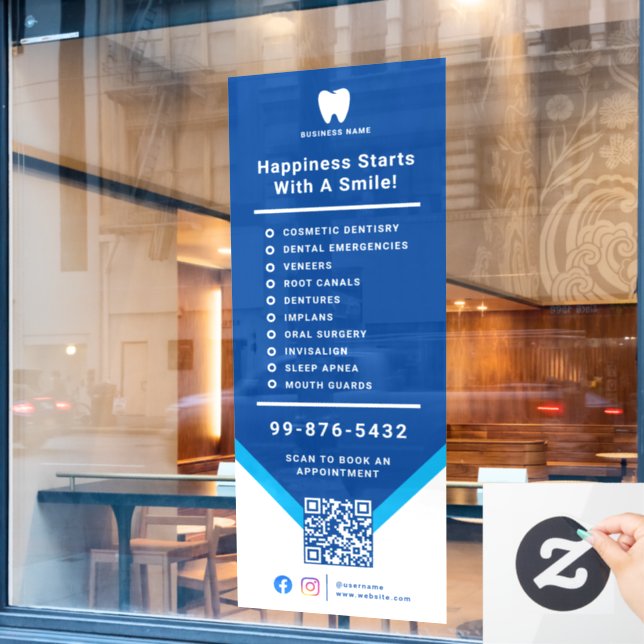  Services Dentist | Business Logo QR Code (Cafe Window)