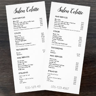 Services List Rack Card