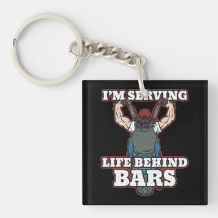 Serving Life Behind Bars Biker Dude Key Ring