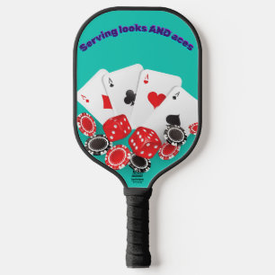 Serving Looks and Aces   Funny Casino Poker Pickle Pickleball Paddle