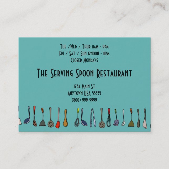 Serving Spoon Restaurant Business Cards (Front)