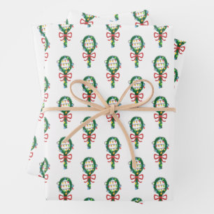 Serving This Christmas Tennis Racket Wreaths Wrapping Paper Sheet