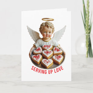 Serving Up Love Chic Valentine Vintage Chef Cherub Card