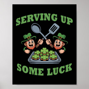 Serving Up Some Luck Lunch Lady St Patricks Day Sc Poster