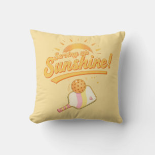 Serving Up Sunshine Sun Yellow Pickleball Graphic Cushion