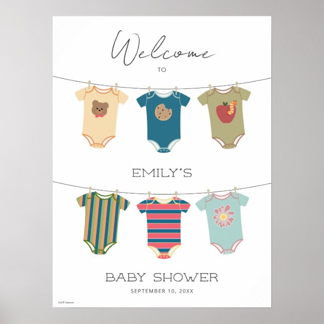 Sesame Pals Bodysuits Baby Shower Welcome Poster (Front)