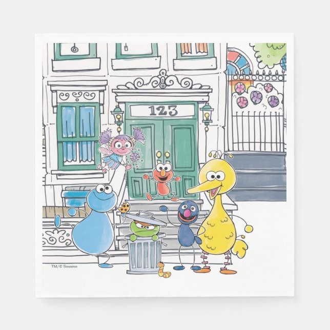 Sesame Pals Doodley Graphic Napkin (Front)