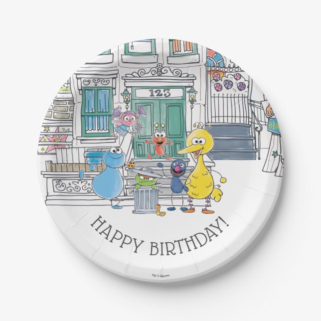 Sesame Pals Doodley Graphic Paper Plate (Front)