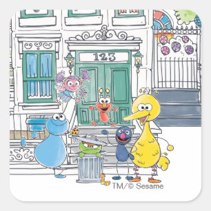 Sesame Pals Doodley Graphic Square Sticker