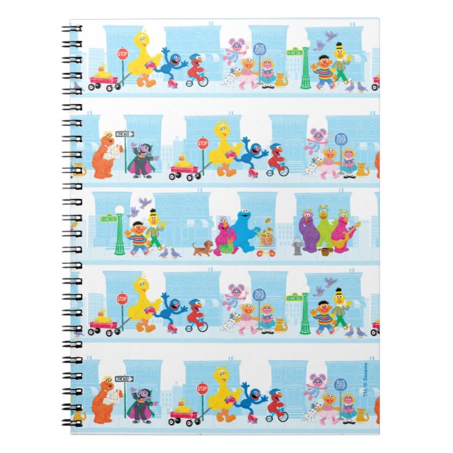 Sesame Pals Walking Along Sesame Street Pattern Notebook (Front)