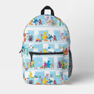Sesame Pals Walking Along Sesame Street Pattern Printed Backpack