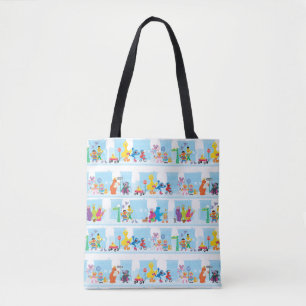Sesame Pals Walking Along Sesame Street Pattern Tote Bag