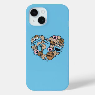 Sesame Sesame   Cookie Monster Doodle Heart iPhone 15 Case