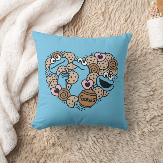 Sesame Sesame | Cookie Monster Doodle Heart Cushion (Blanket)