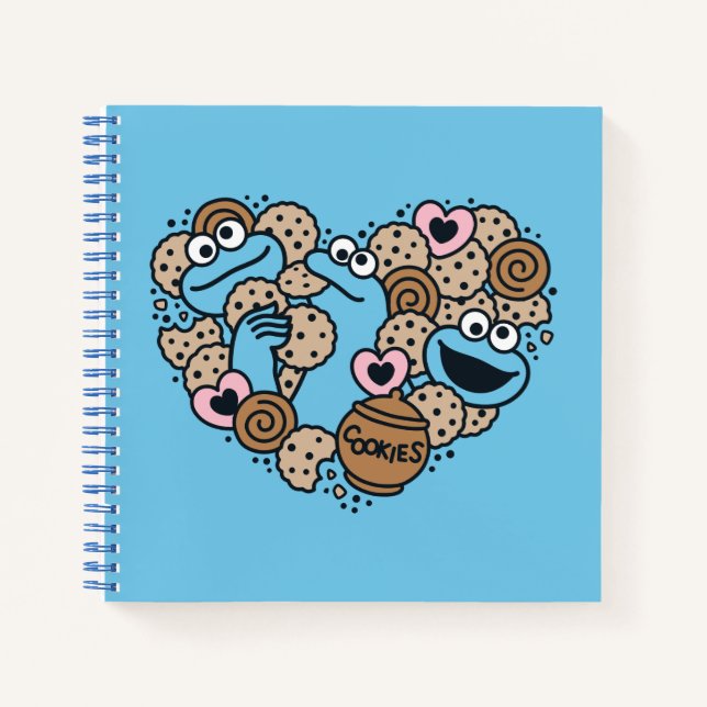 Sesame Sesame | Cookie Monster Doodle Heart Notebook (Front)