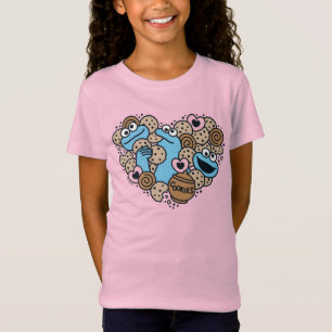 Sesame Sesame Cookie Monster Doodle Heart T-Shirt