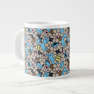 Sesame Sesame   Cookie Monster Doodle Pattern Large Coffee Mug