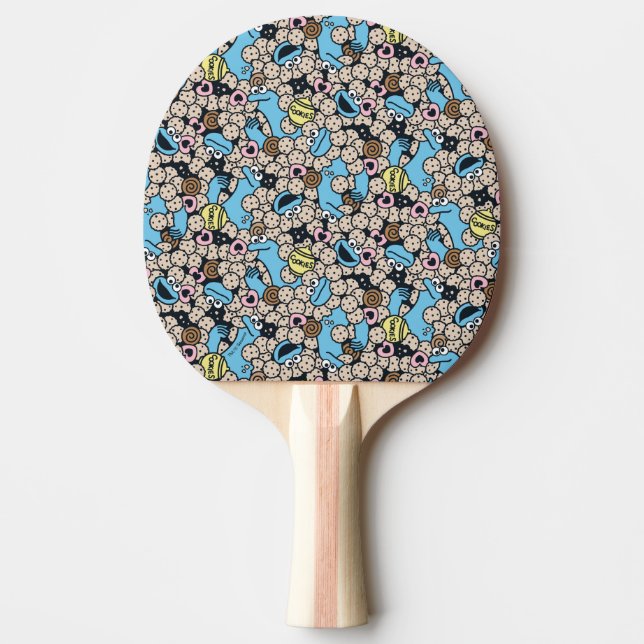 Sesame Sesame | Cookie Monster Doodle Pattern Ping Pong Paddle (Front)
