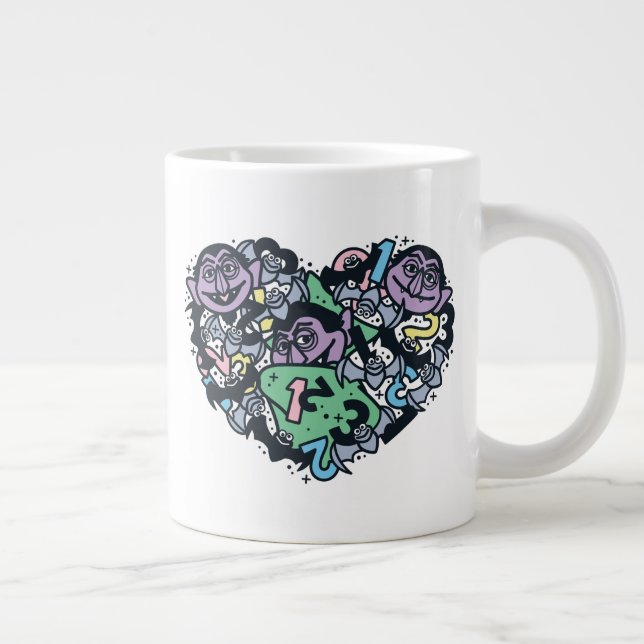 Sesame Sesame | Count von Count Doodle Heart Large Coffee Mug (Right)