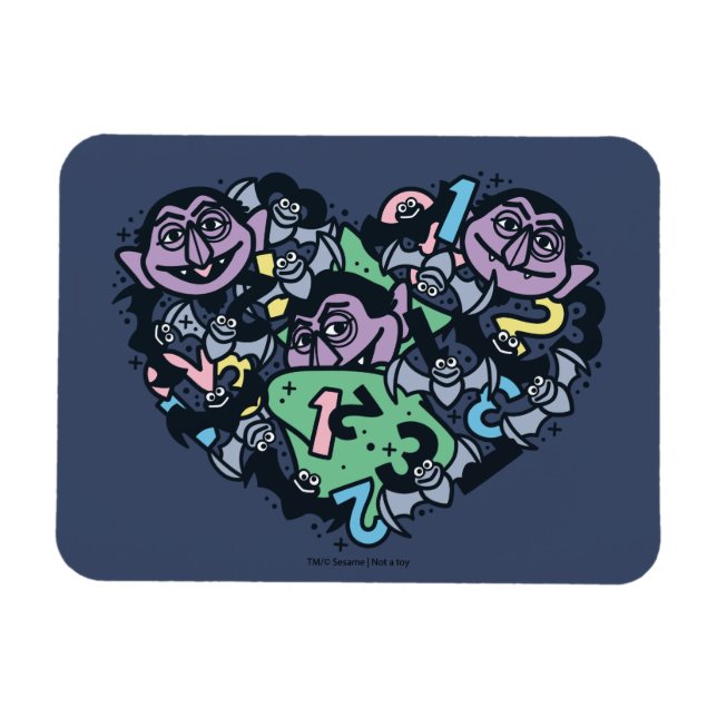 Sesame Sesame | Count von Count Doodle Heart Magnet (Horizontal)