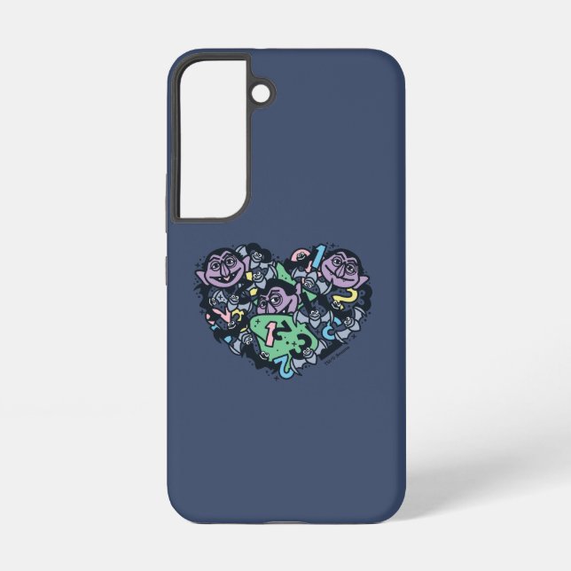 Sesame Sesame | Count von Count Doodle Heart Samsung Galaxy S22 Case (Back)