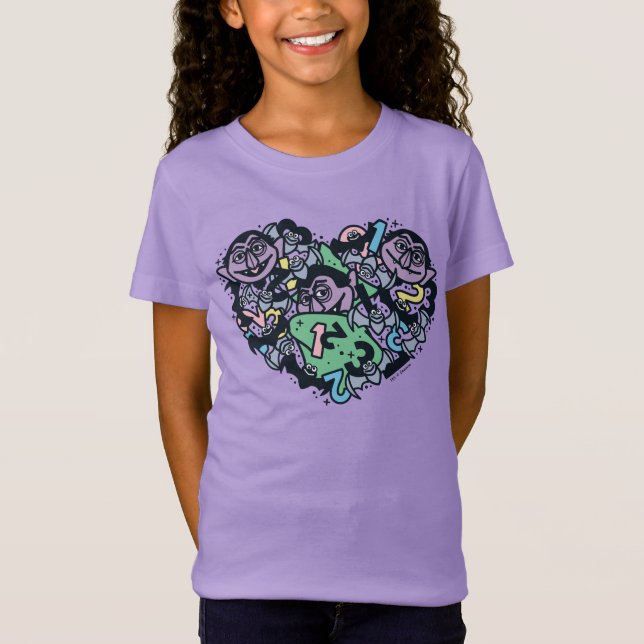 Sesame Sesame | Count von Count Doodle Heart T-Shirt (Front)