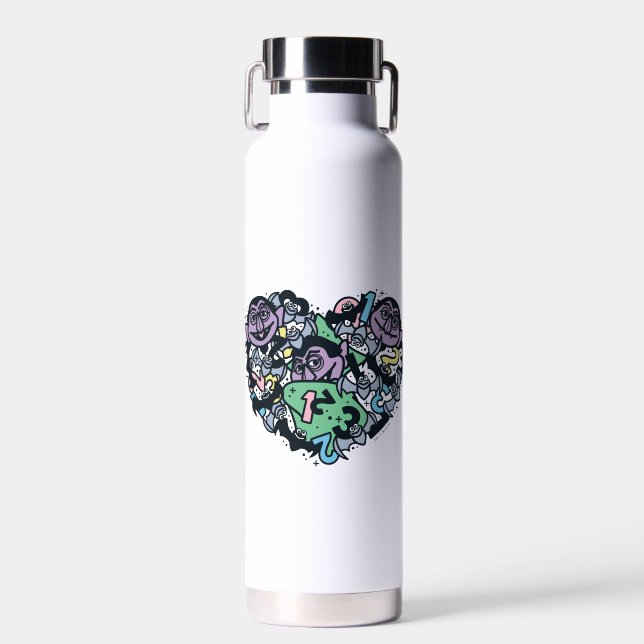 Sesame Sesame | Count von Count Doodle Heart Water Bottle (Front)