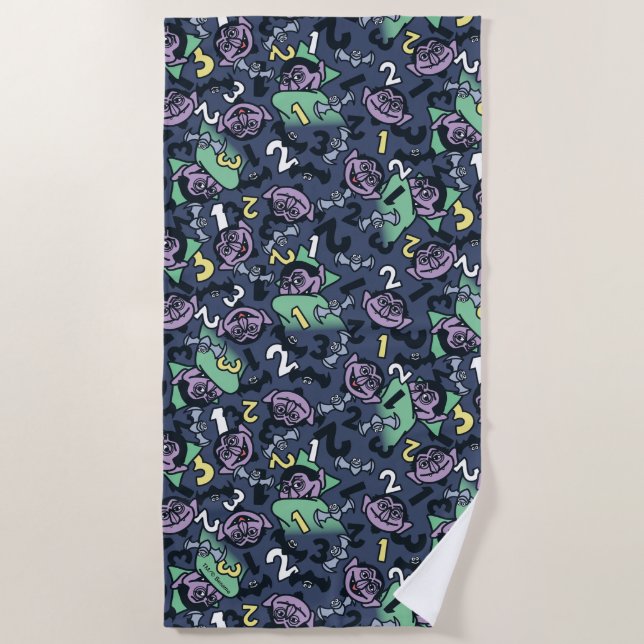 Sesame Sesame | Count von Count Doodle Pattern Beach Towel (Front)