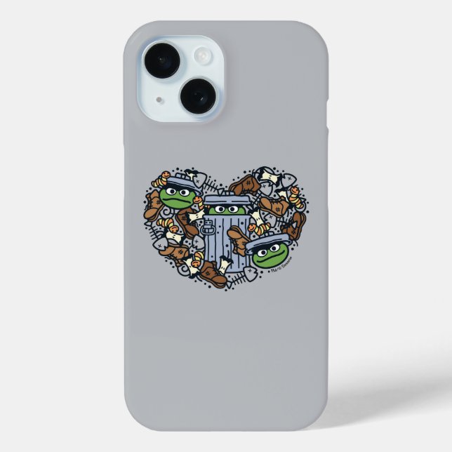Sesame Sesame | Oscar the Grouch Doodle Heart Case-Mate iPhone Case (Back)