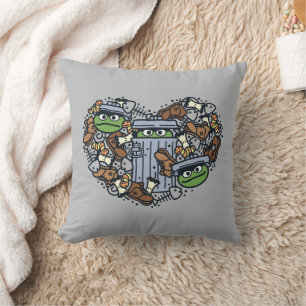 Sesame Sesame Oscar the Grouch Doodle Heart Cushion