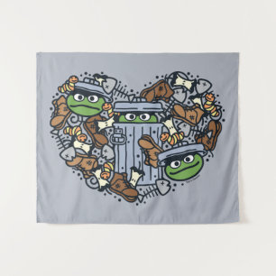 Sesame Sesame   Oscar the Grouch Doodle Heart Tapestry