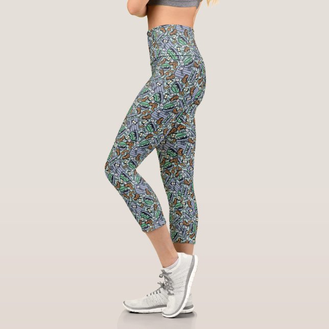 Sesame Sesame | Oscar the Grouch Pattern Capri Leggings (Left)