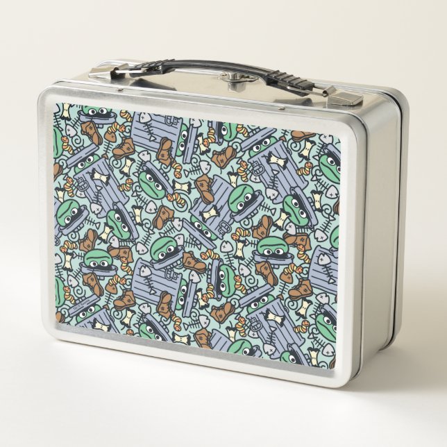 Sesame Sesame | Oscar the Grouch Pattern Metal Lunch Box (Back)