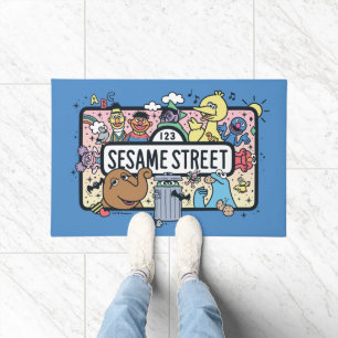 Sesame Sesame   Sesame Pals Doodle Sign Doormat
