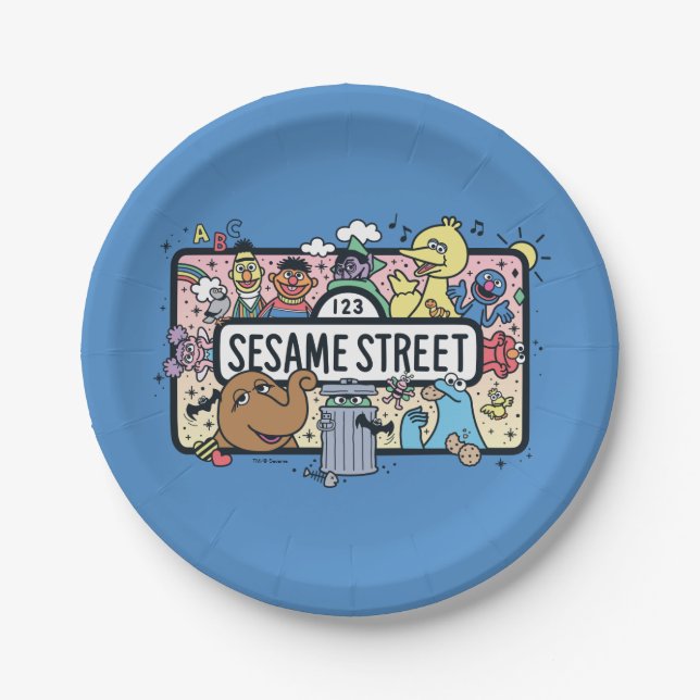 Sesame Sesame | Sesame Pals Doodle Sign Paper Plate (Front)