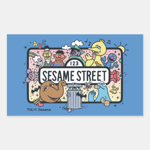 Sesame Sesame   Sesame Pals Doodle Sign Rectangular Sticker