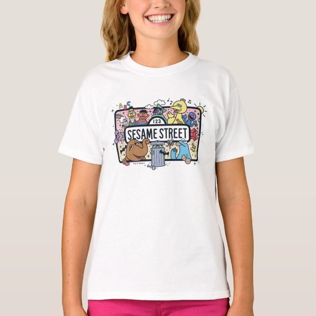 Sesame Sesame | Sesame Pals Doodle Sign T-Shirt (Front)