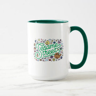 Sesame Sesame   Sesame Street Green Doodle Script Mug