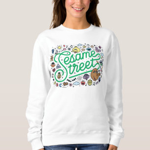 Sesame Sesame   Sesame Street Green Doodle Script Sweatshirt