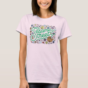 Sesame Sesame   Sesame Street Green Doodle Script T-Shirt