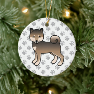 Sesame Shiba Inu Cute Cartoon Dog Illustration Ceramic Tree Decoration