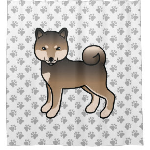 Sesame Shiba Inu Cute Cartoon Dog & Paws Shower Curtain