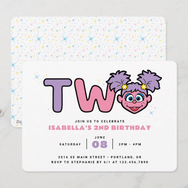 Sesame Street | Abby Cadabby 2nd Birthday Invitation (Front/Back)