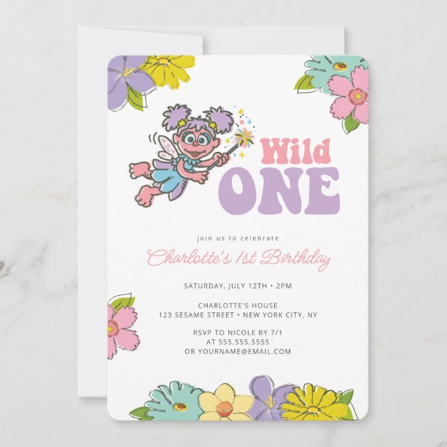 Sesame Street Abby | Wild Floral Birthday Invitation (Front)