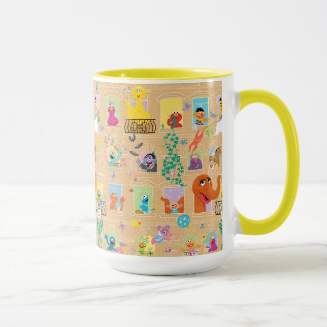 Sesame Street Apartment Windows Pattern Mug (Right)