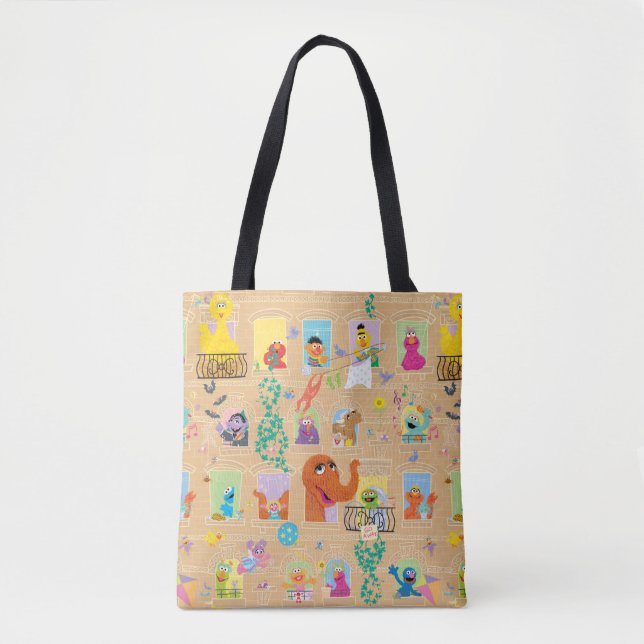 Sesame Street Apartment Windows Pattern Tote Bag (Front)