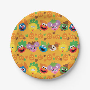 Sesame Street Autumn Leaves Pattern Paper Plate
